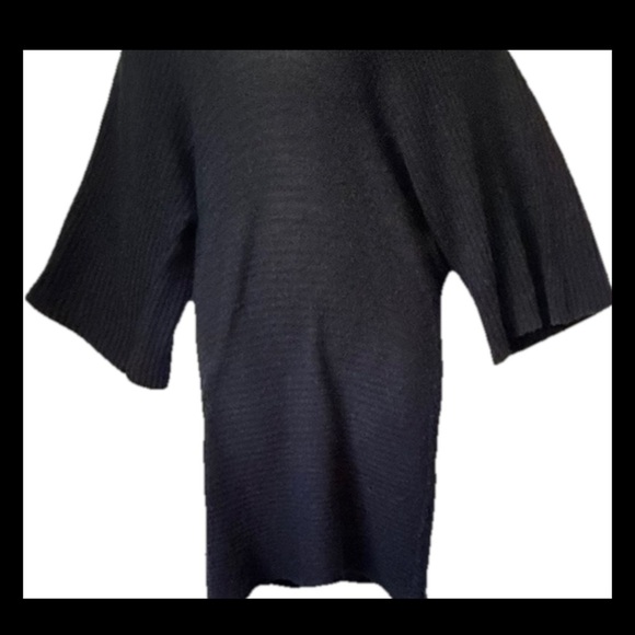 Wet Seal Juniors Off Shoulder Knit Sweater Dress M Black Semi-Sheer Knee Length - Picture 3 of 9